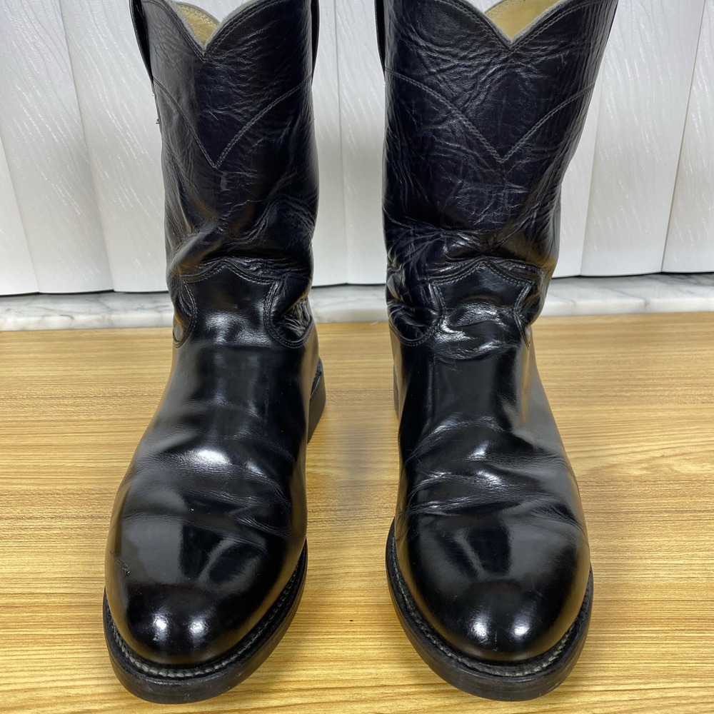Justin 3170 Classic Western Cowboy Men's Boots Black Leather Size 12D